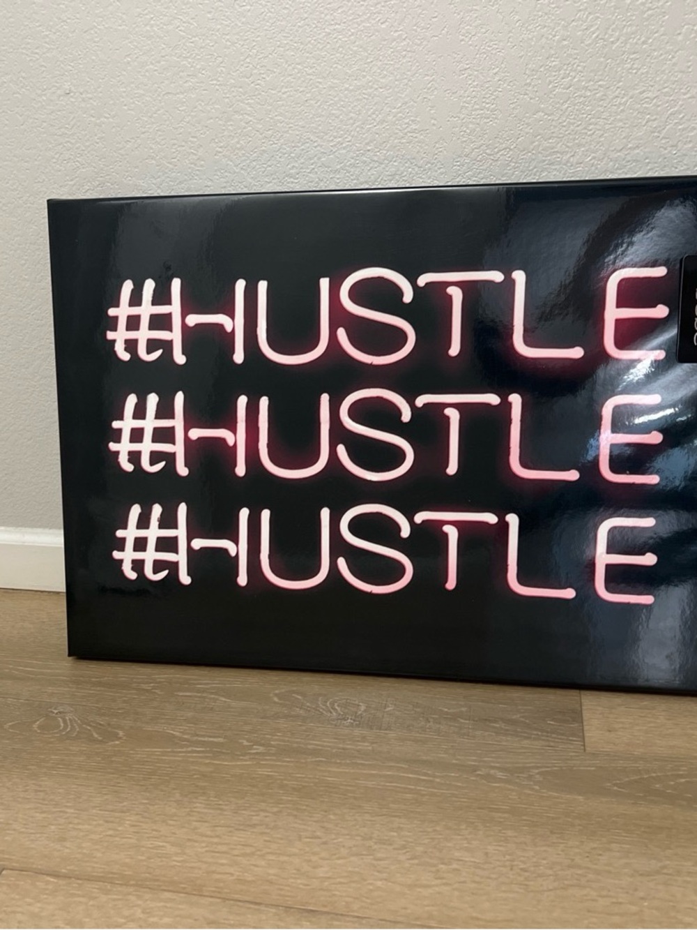 bebe Pink and Black #HUSTLE Neon Wall Art